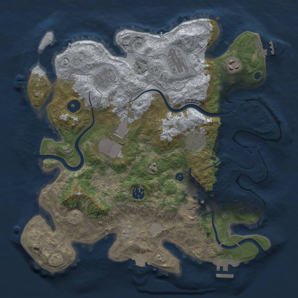 Rust Map: Procedural Map, Size: 3500, Seed: 424844, 14 Monuments