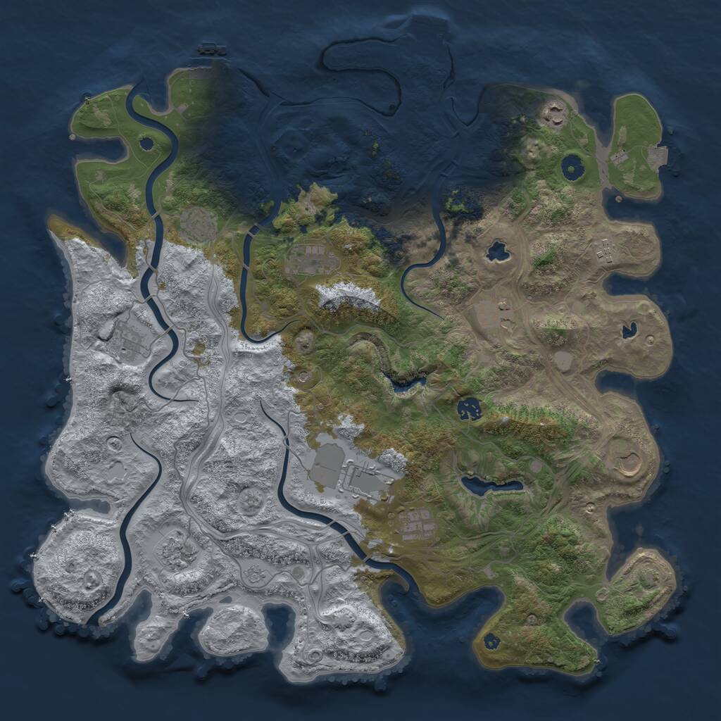 Rust Map: Procedural Map, Size: 4500, Seed: 1147965, 17 Monuments