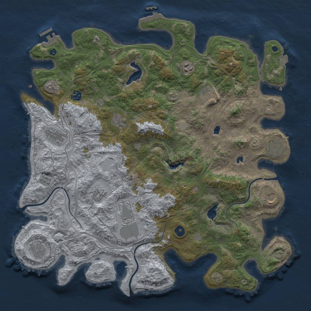 Rust Map: Procedural Map, Size: 4500, Seed: 1147965, 17 Monuments