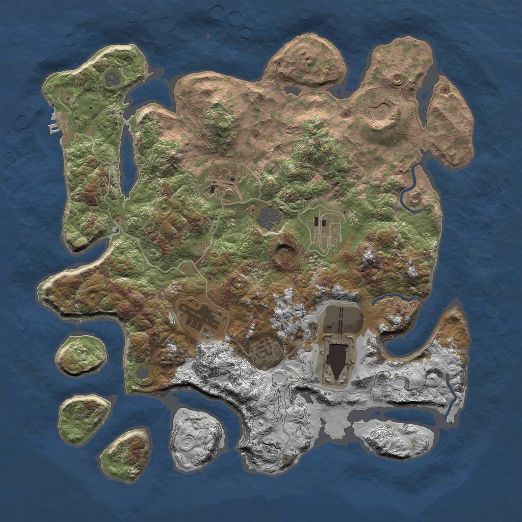 Rust Map: Procedural Map, Size: 3500, Seed: 141888, 12 Monuments