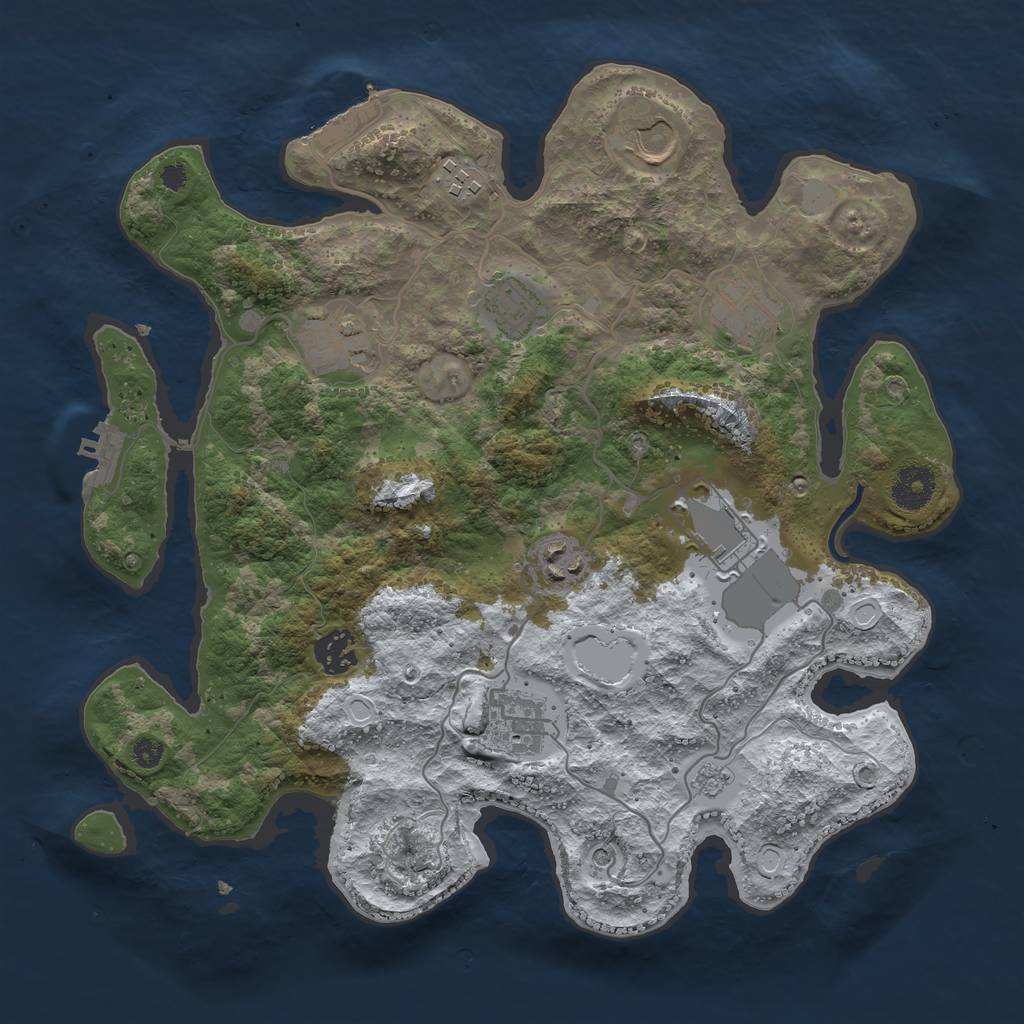 Rust Map: Procedural Map, Size: 3500, Seed: 414312, 18 Monuments