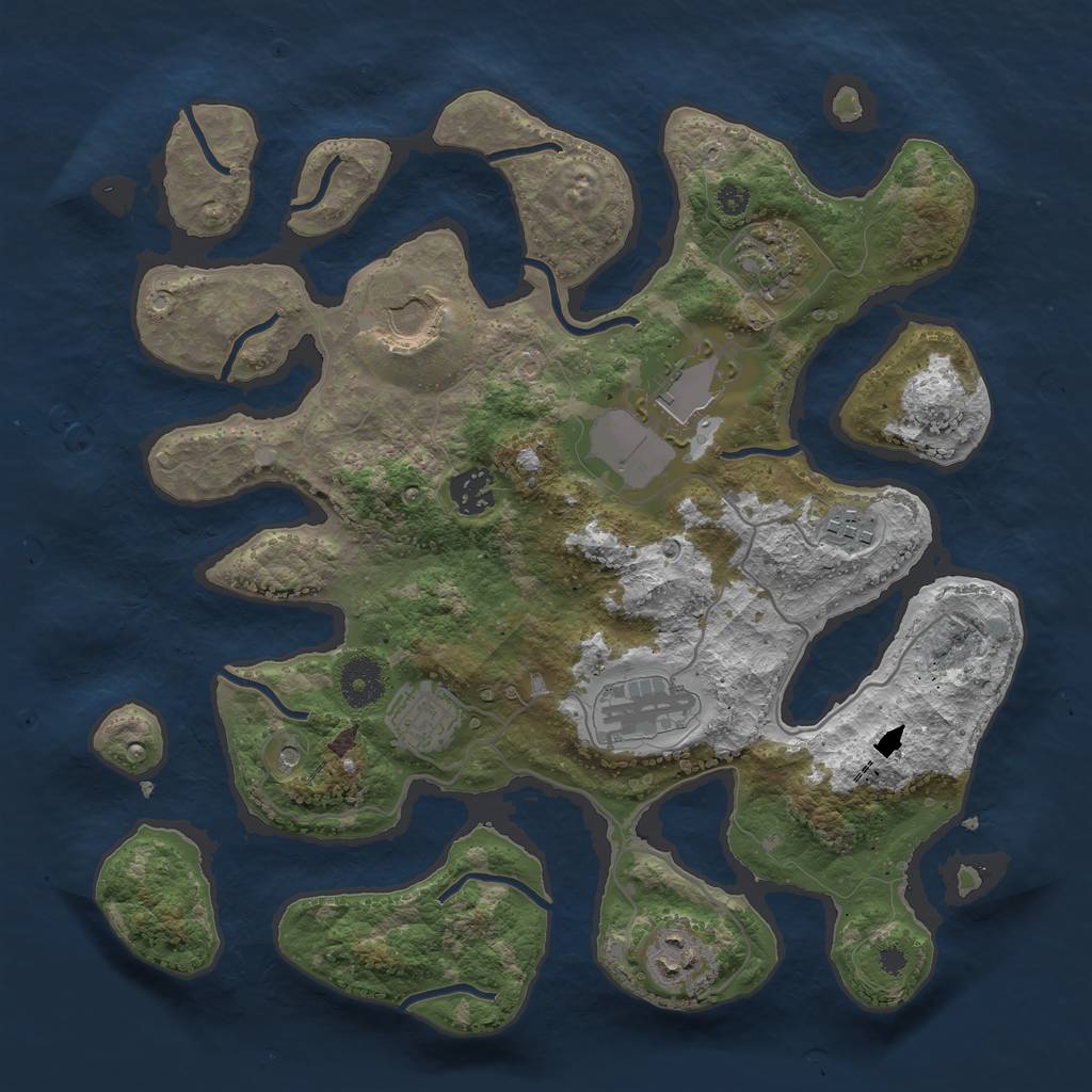 Rust Map: Procedural Map, Size: 3500, Seed: 299752, 11 Monuments