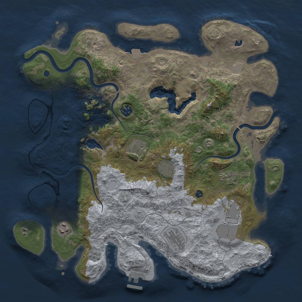 Rust Map: Procedural Map, Size: 4000, Seed: 389575090, 13 Monuments
