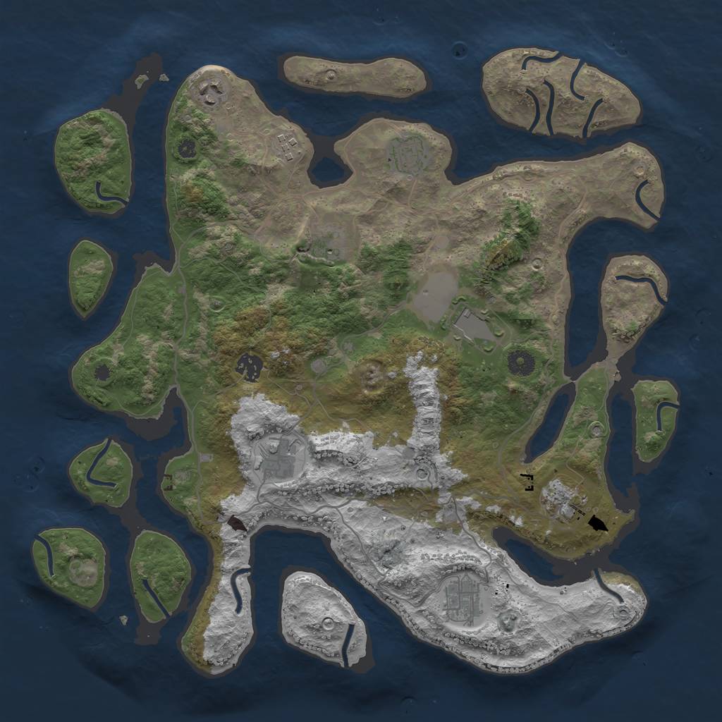 Rust Map: Procedural Map, Size: 4000, Seed: 389575090, 12 Monuments