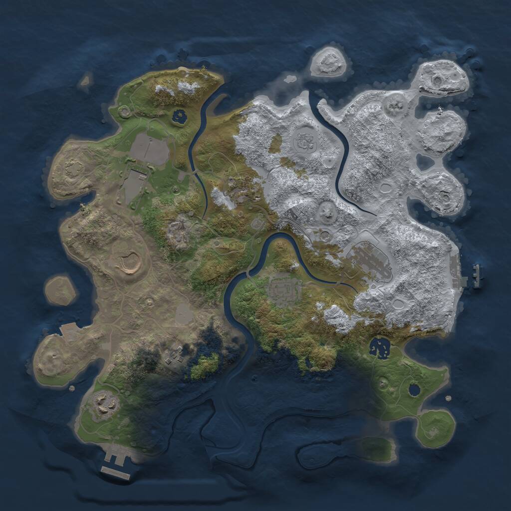 Rust Map: Procedural Map, Size: 3500, Seed: 498232879, 14 Monuments