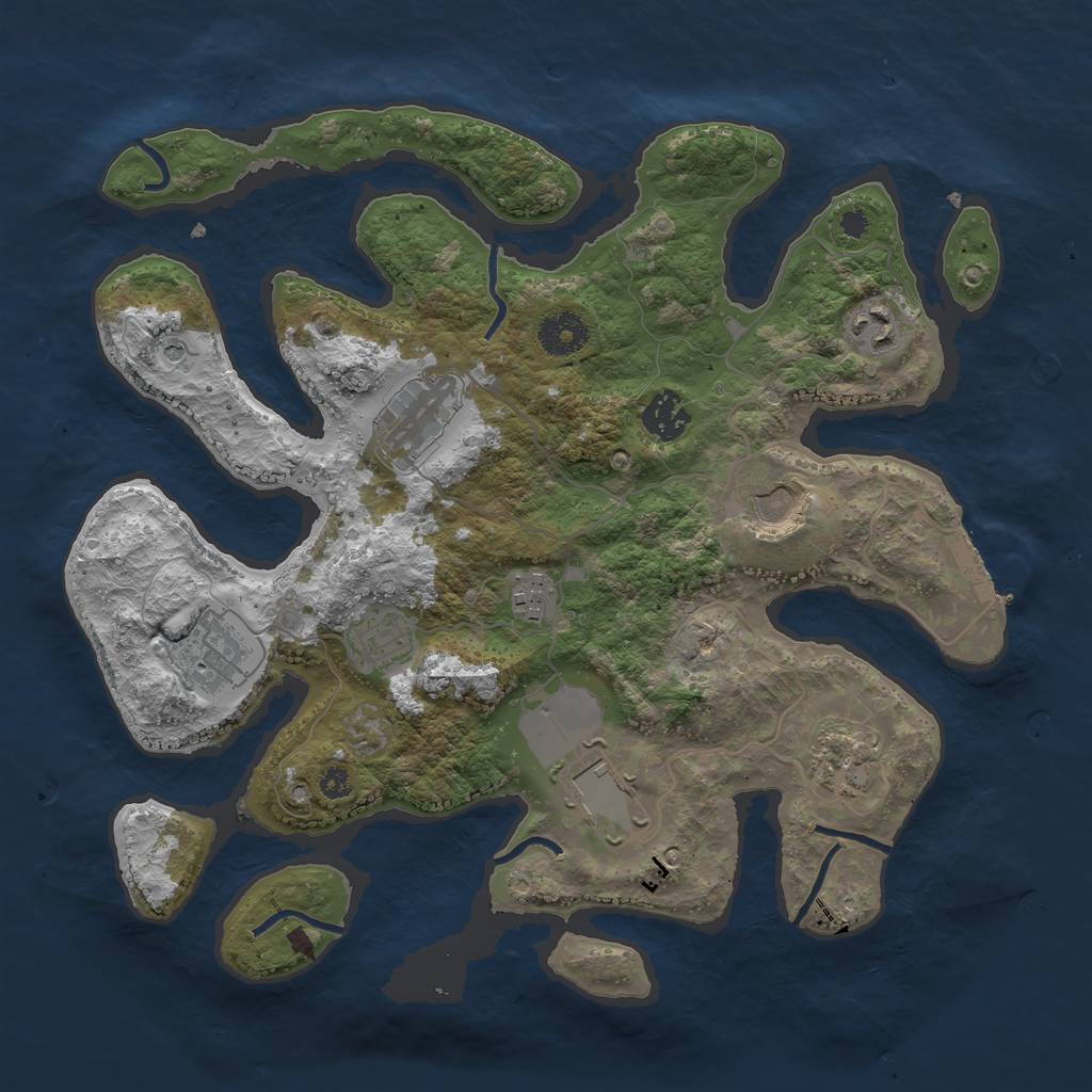 Rust Map: Procedural Map, Size: 3500, Seed: 284415, 13 Monuments