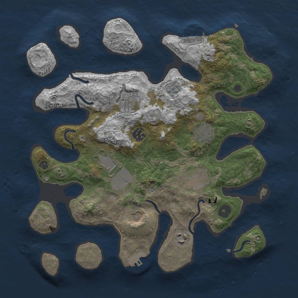 Rust Map: Procedural Map, Size: 3500, Seed: 373276, 16 Monuments