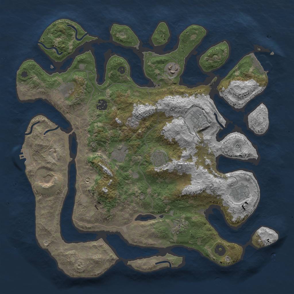Rust Map: Procedural Map, Size: 4000, Seed: 546378643, 21 Monuments