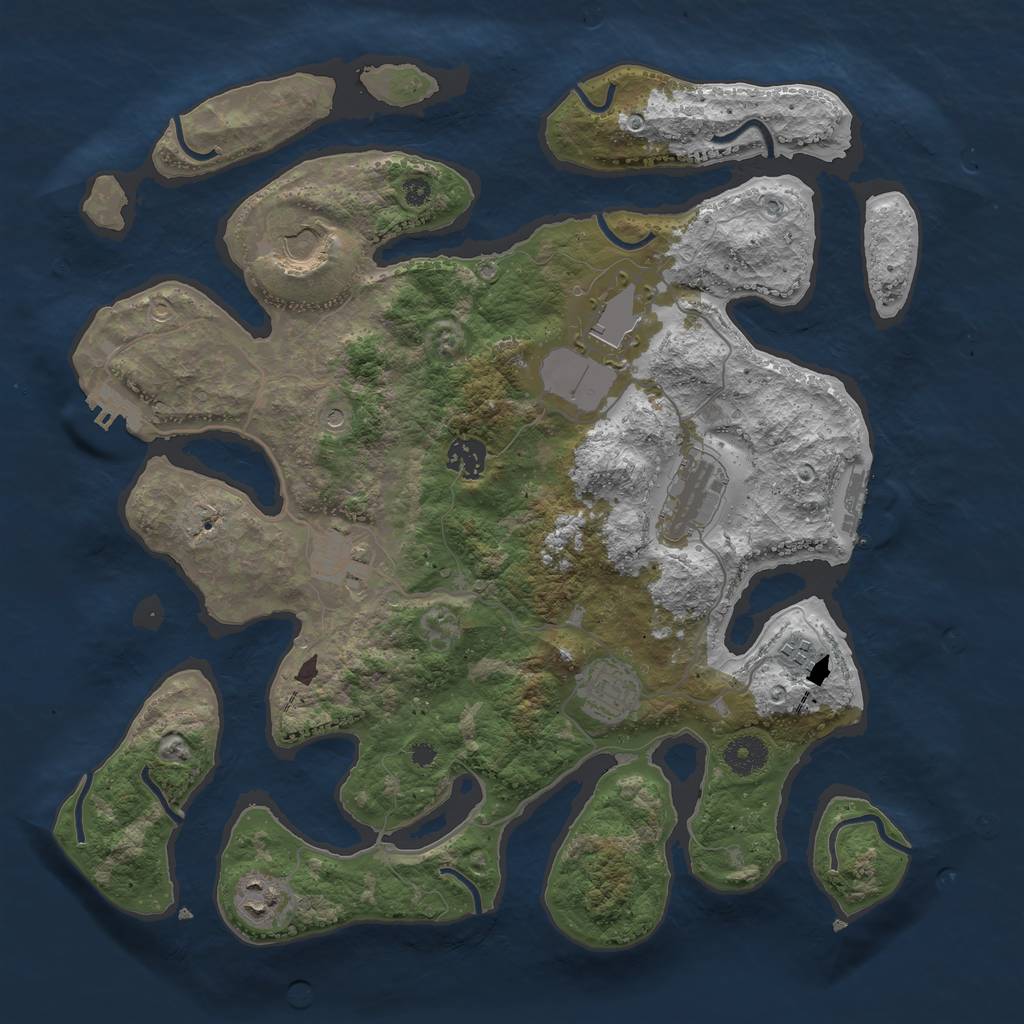 Rust Map: Procedural Map, Size: 3750, Seed: 172011, 13 Monuments