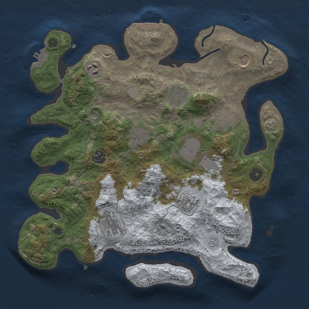 Rust Map: Procedural Map, Size: 3500, Seed: 394498, 19 Monuments