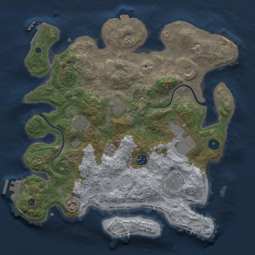 Rust Map: Procedural Map, Size: 3500, Seed: 394498, 14 Monuments