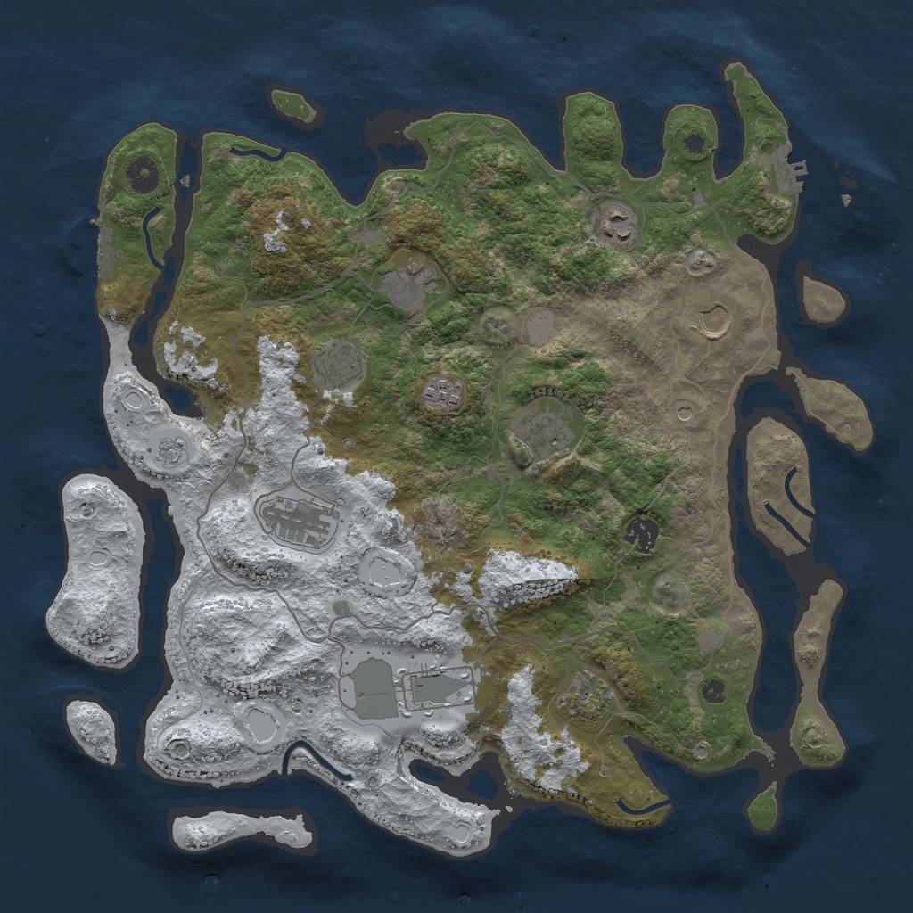 Rust Map: Procedural Map, Size: 4000, Seed: 28665, 19 Monuments