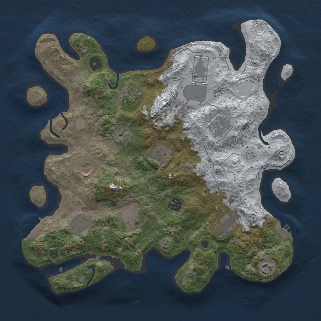 Rust Map: Procedural Map, Size: 3700, Seed: 169729, 19 Monuments