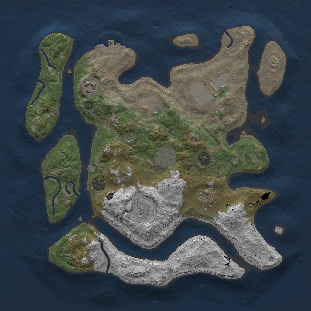 Rust Map: Procedural Map, Size: 3500, Seed: 118650, 11 Monuments