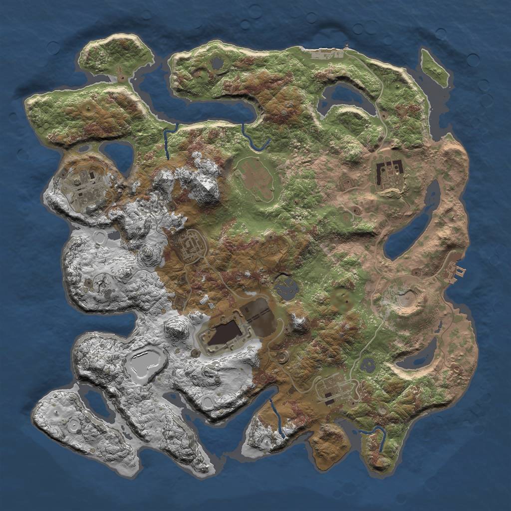 Rust Map: Procedural Map, Size: 3500, Seed: 298747, 14 Monuments