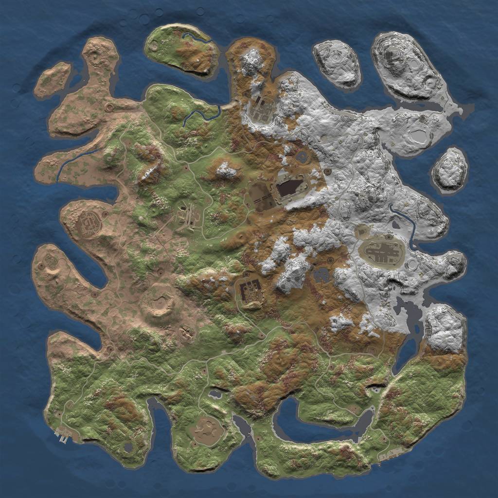 Rust Map: Procedural Map, Size: 4500, Seed: 33190, 14 Monuments