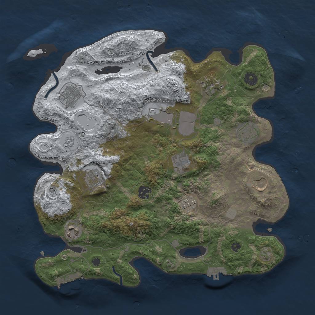 Rust Map: Procedural Map, Size: 3500, Seed: 382250815, 19 Monuments