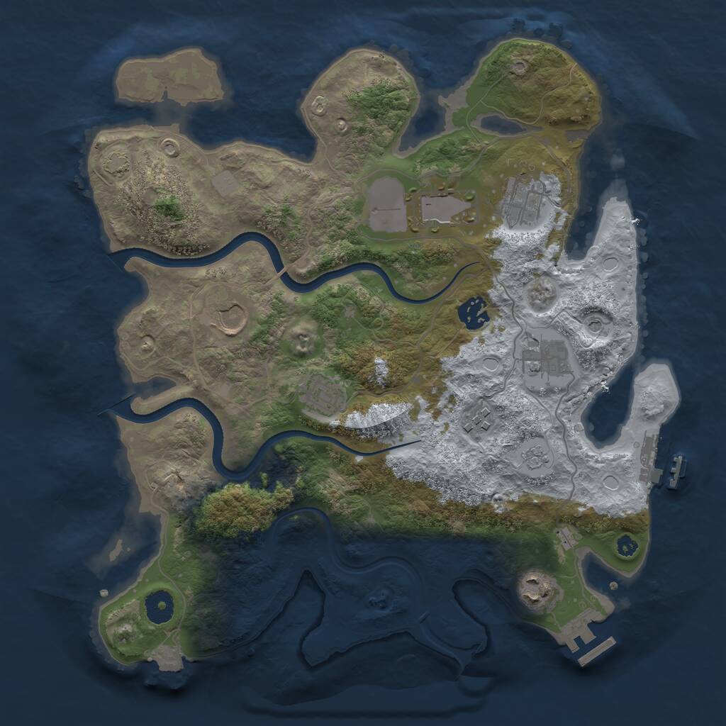 Rust Map: Procedural Map, Size: 3500, Seed: 913235, 14 Monuments