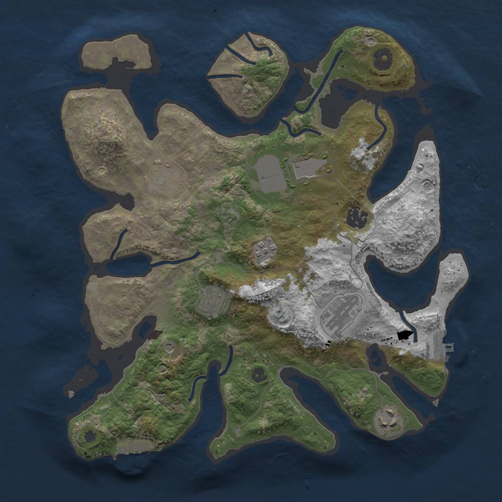 Rust Map: Procedural Map, Size: 3500, Seed: 913235, 12 Monuments