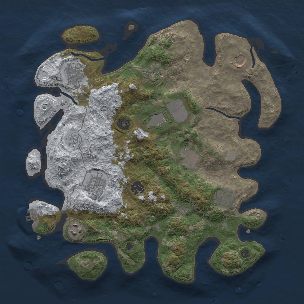 Rust Map: Procedural Map, Size: 3500, Seed: 956830, 17 Monuments