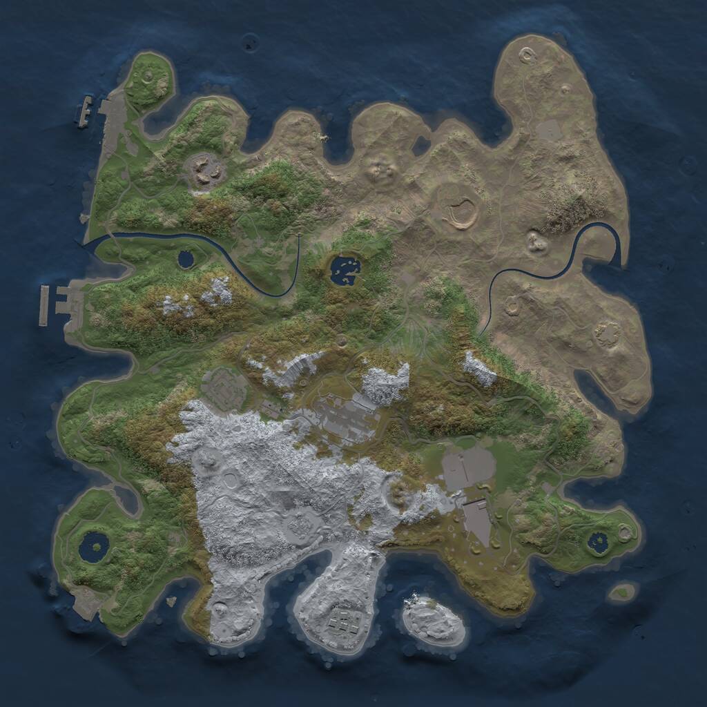 Rust Map: Procedural Map, Size: 3500, Seed: 392643, 12 Monuments