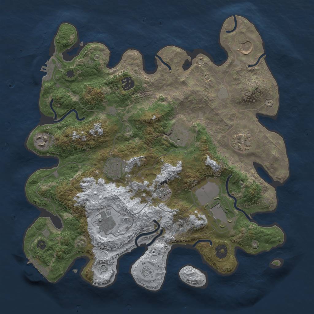 Rust Map: Procedural Map, Size: 3500, Seed: 392643, 18 Monuments