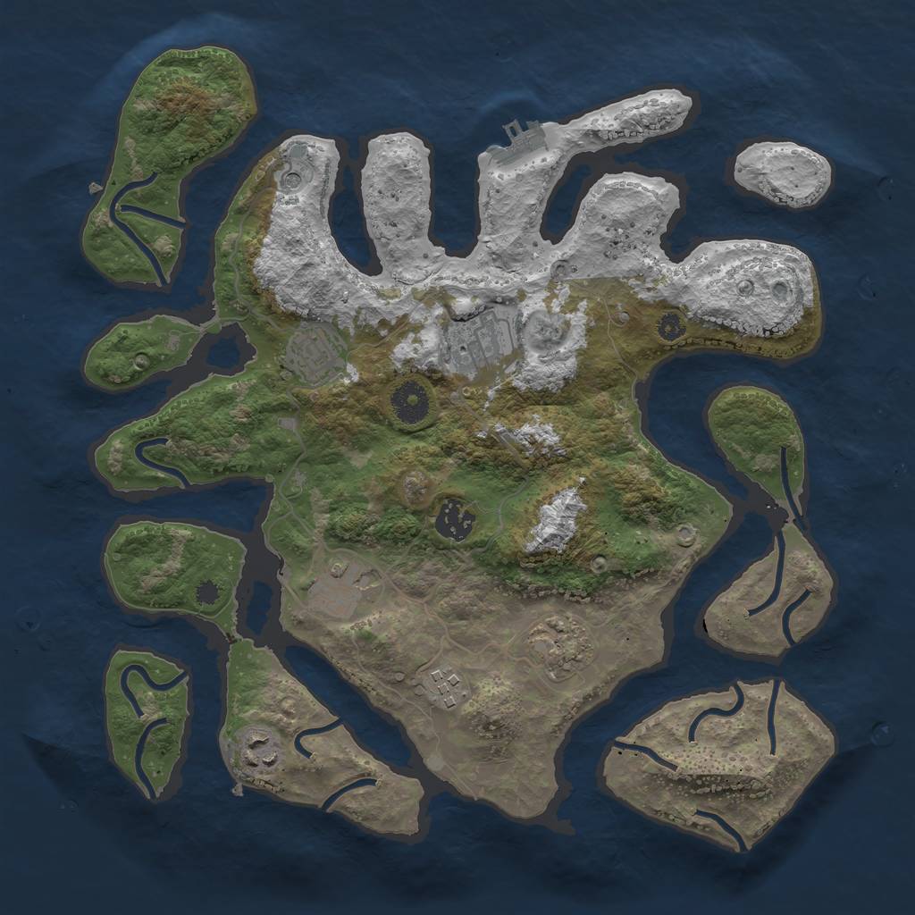 Rust Map: Procedural Map, Size: 3500, Seed: 418429, 11 Monuments