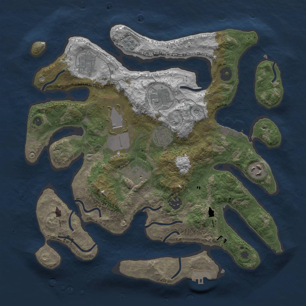 Rust Map: Procedural Map, Size: 3500, Seed: 130635, 13 Monuments