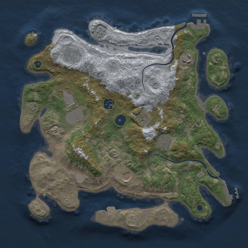 Rust Map: Procedural Map, Size: 3500, Seed: 130635, 14 Monuments