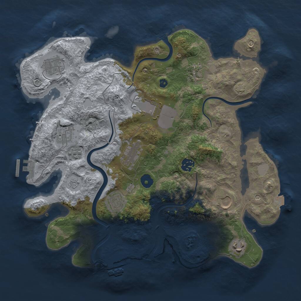 Rust Map: Procedural Map, Size: 3500, Seed: 439759, 16 Monuments