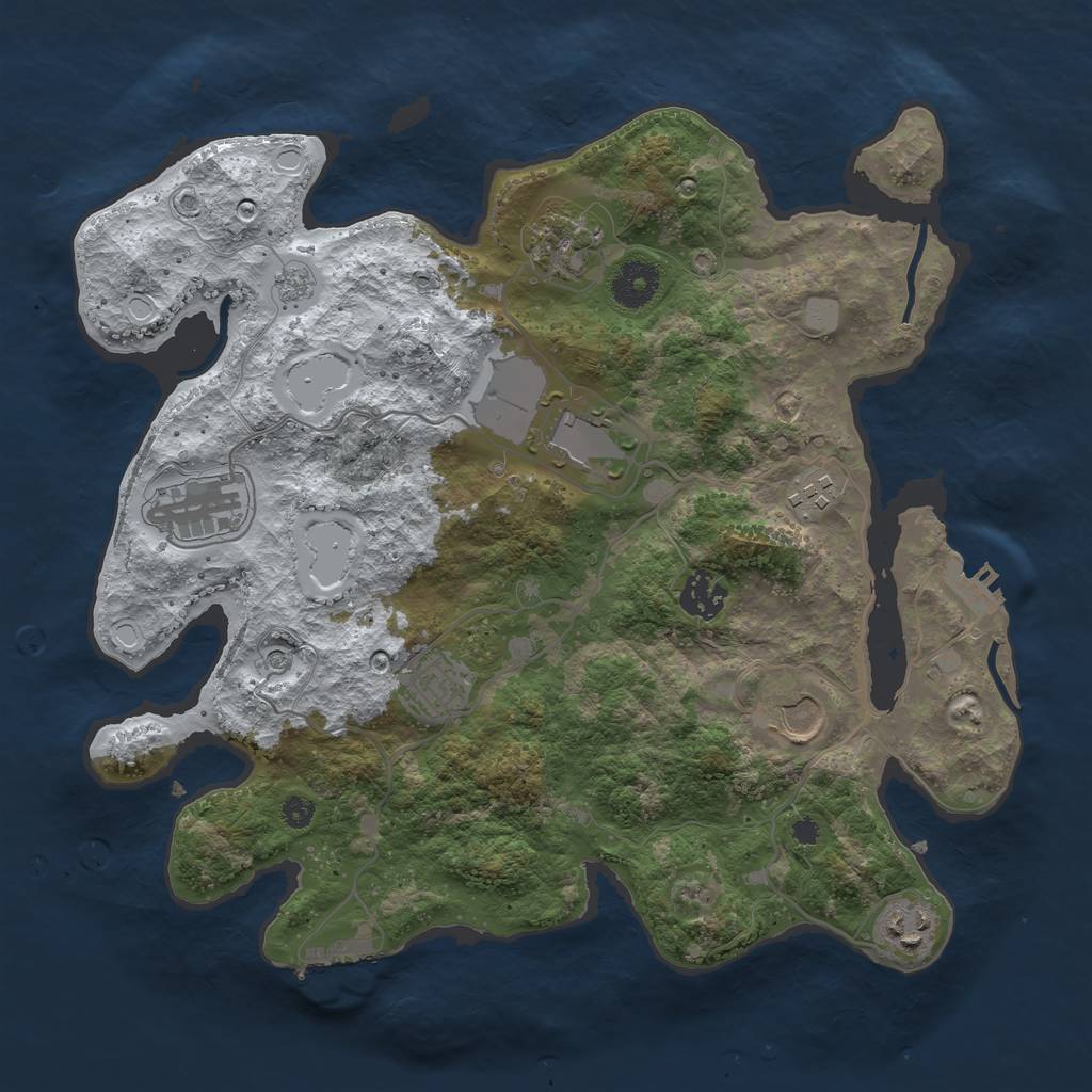 Rust Map: Procedural Map, Size: 3500, Seed: 439759, 17 Monuments