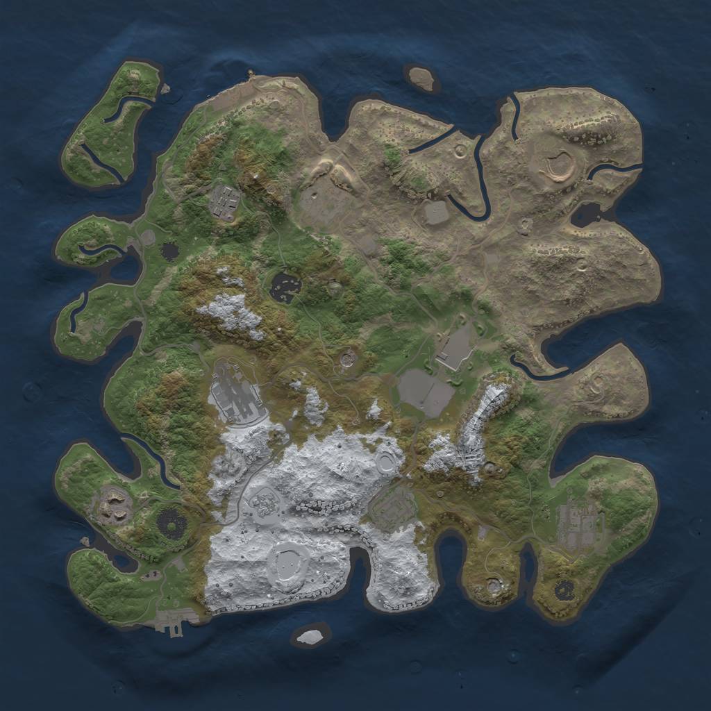 Rust Map: Procedural Map, Size: 3500, Seed: 127742, 18 Monuments