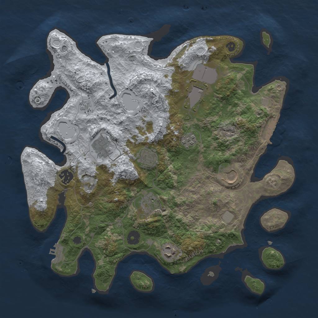 Rust Map: Procedural Map, Size: 3500, Seed: 515873, 16 Monuments