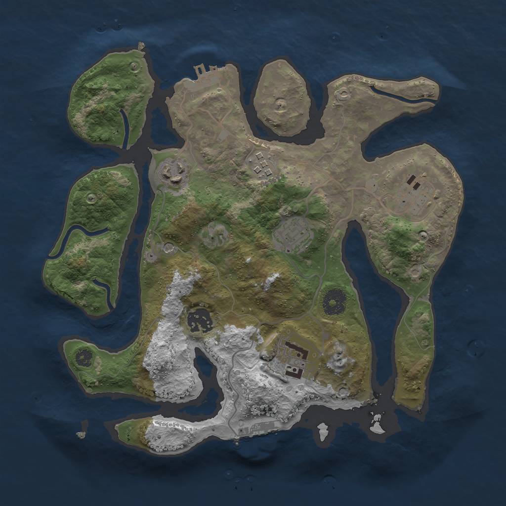 Rust Map: Procedural Map, Size: 3000, Seed: 1939939190, 11 Monuments