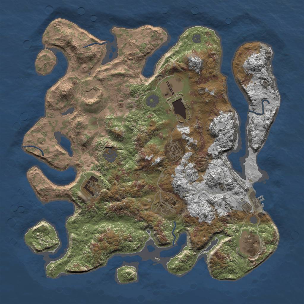 Rust Map: Procedural Map, Size: 3500, Seed: 696698, 12 Monuments