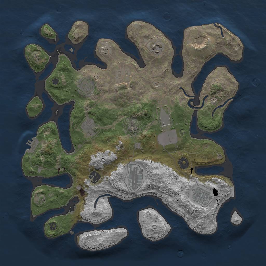 Rust Map: Procedural Map, Size: 3500, Seed: 810522, 14 Monuments