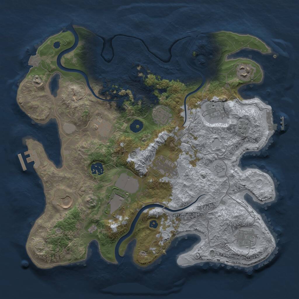 Rust Map: Procedural Map, Size: 3500, Seed: 144485060, 16 Monuments