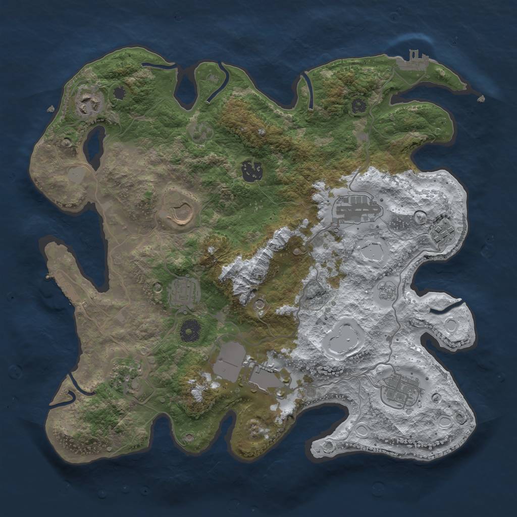 Rust Map: Procedural Map, Size: 3500, Seed: 144485060, 18 Monuments
