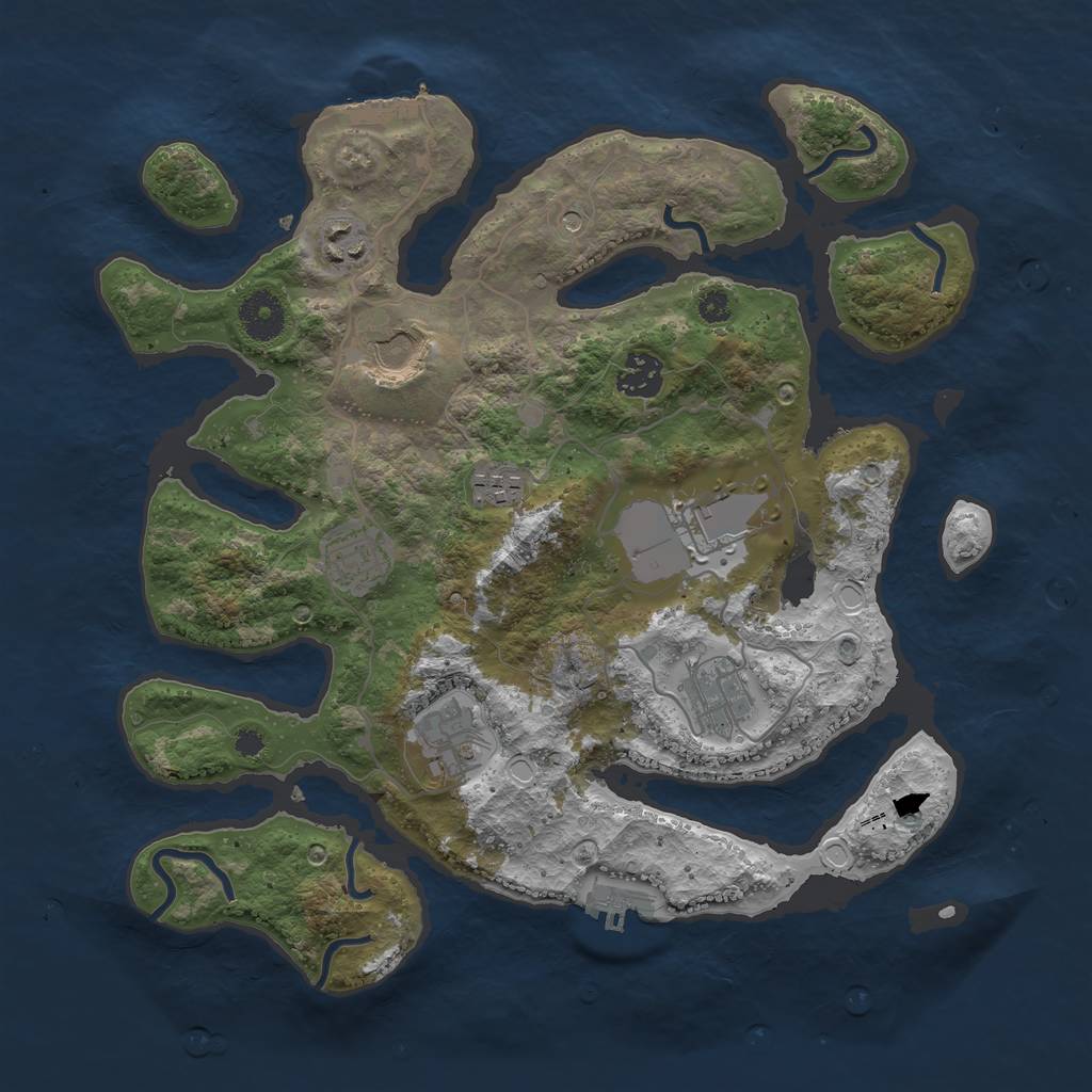 Rust Map: Procedural Map, Size: 3500, Seed: 109588, 16 Monuments