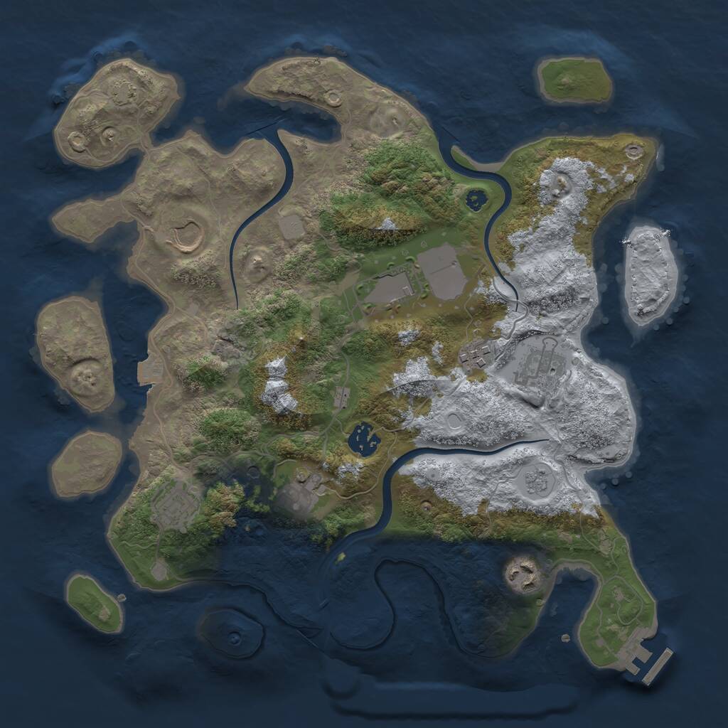 Rust Map: Procedural Map, Size: 3500, Seed: 265294, 13 Monuments