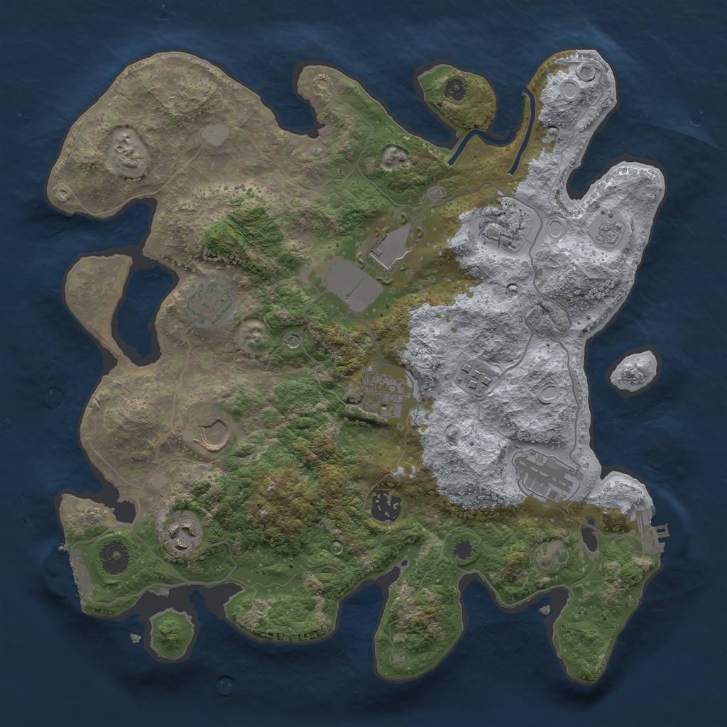 Rust Map: Procedural Map, Size: 3500, Seed: 419418, 18 Monuments