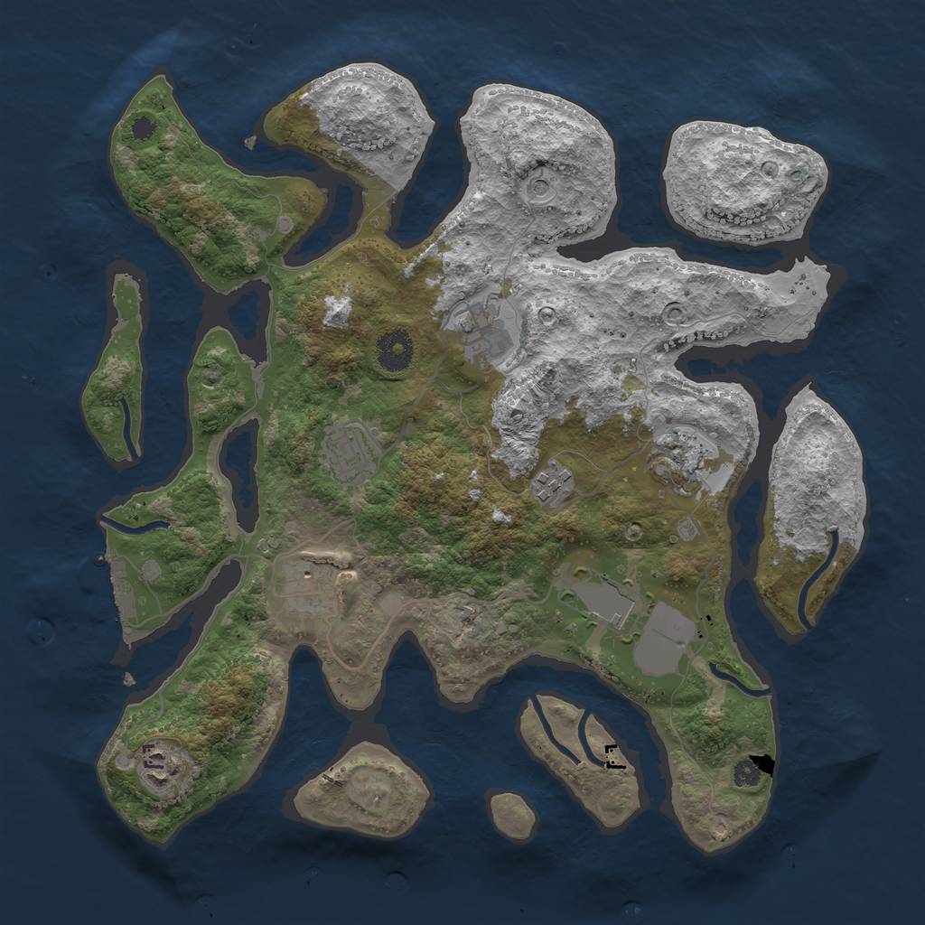 Rust Map: Procedural Map, Size: 3500, Seed: 796656, 11 Monuments