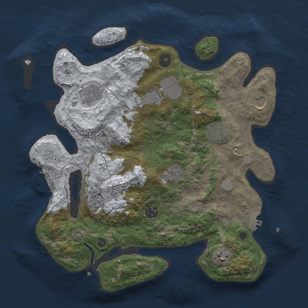 Rust Map: Procedural Map, Size: 3500, Seed: 142040, 17 Monuments