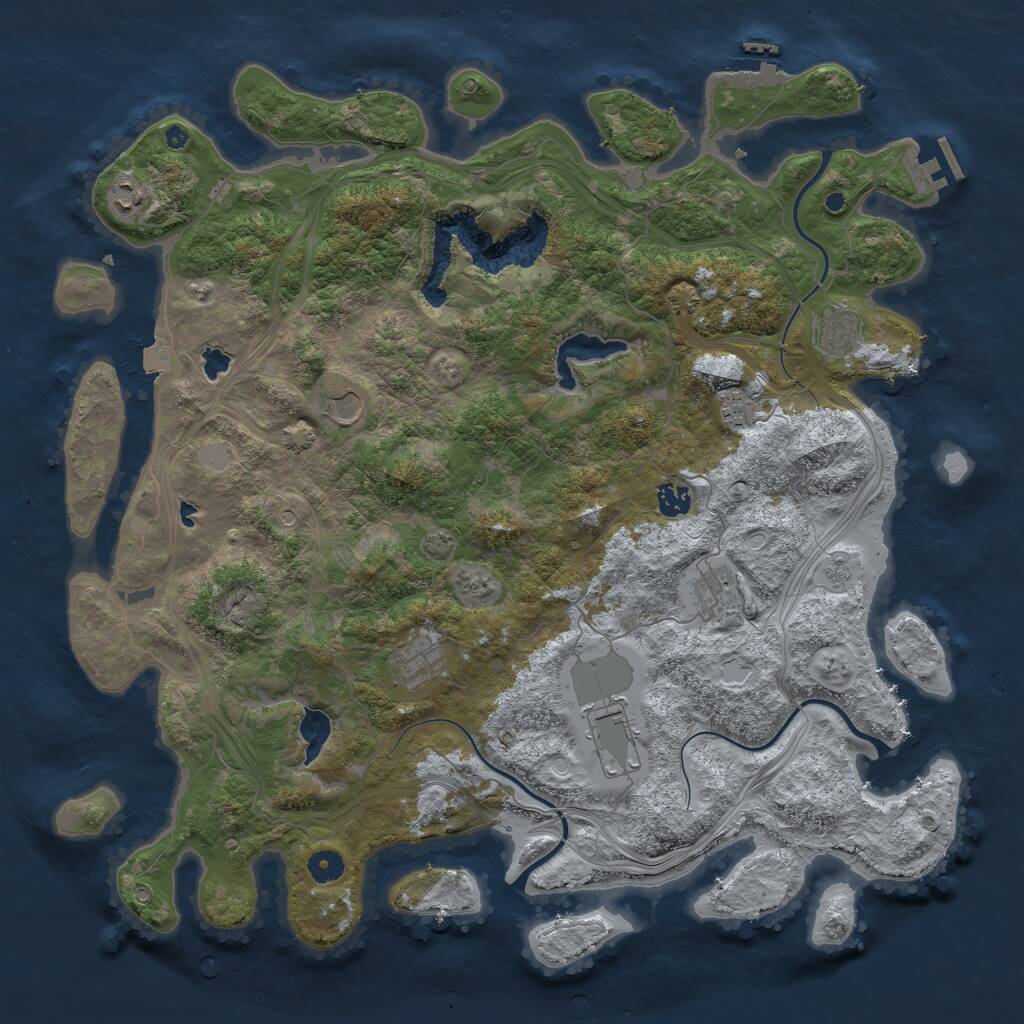 Rust Map: Procedural Map, Size: 4500, Seed: 87456, 14 Monuments
