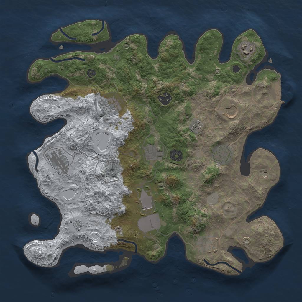 Rust Map: Procedural Map, Size: 3500, Seed: 261221, 18 Monuments