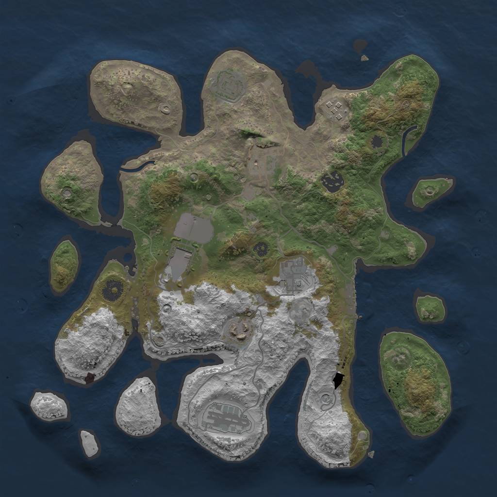 Rust Map: Procedural Map, Size: 3500, Seed: 233824, 12 Monuments
