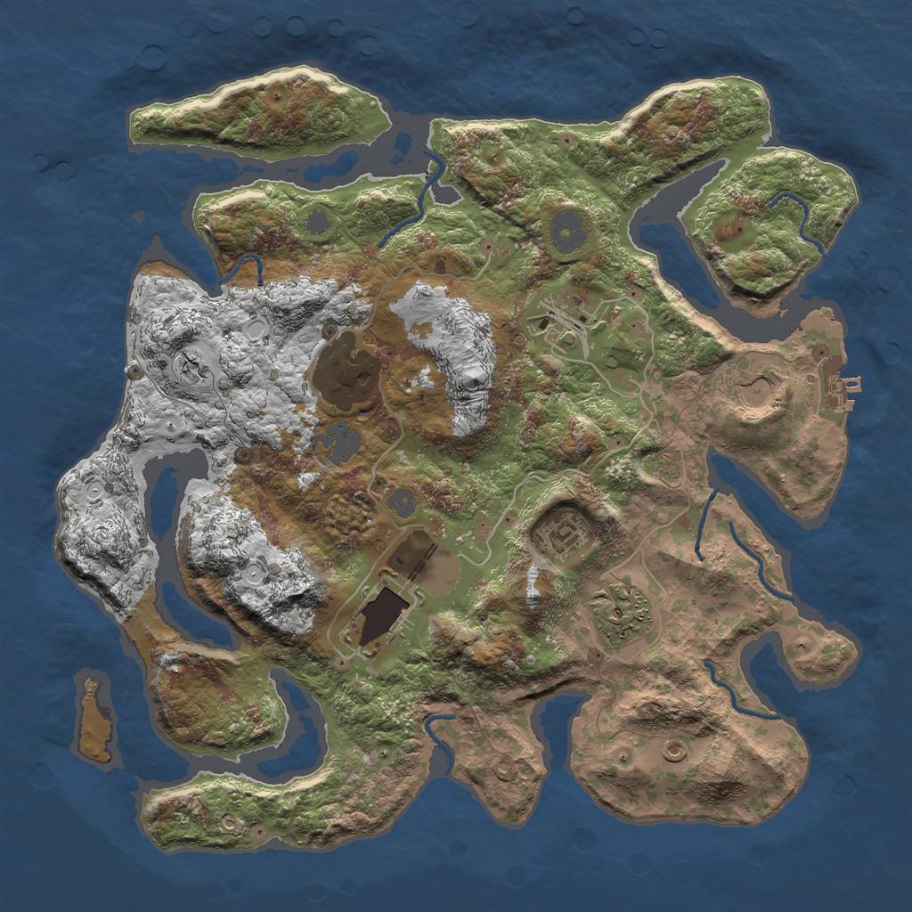 Rust Map: Procedural Map, Size: 3500, Seed: 406693764, 12 Monuments