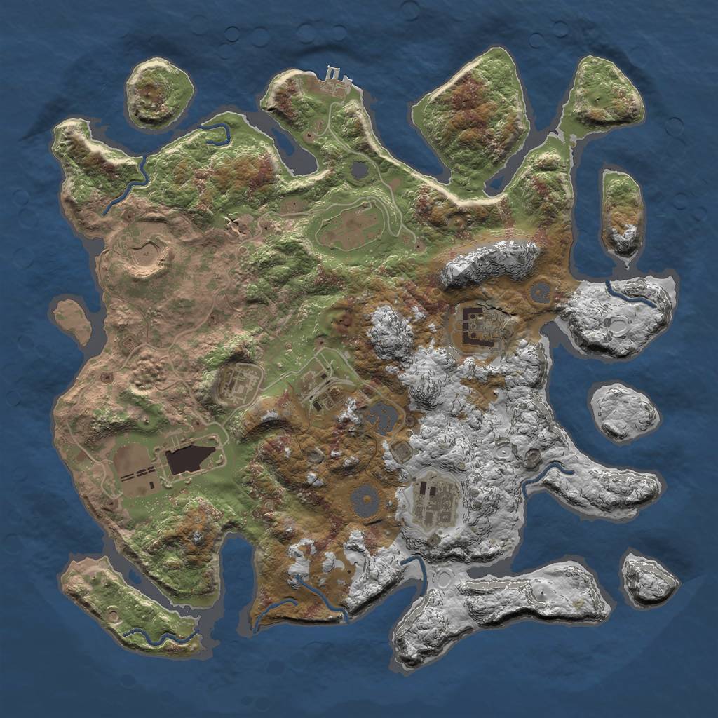 Rust Map: Procedural Map, Size: 3500, Seed: 57981, 13 Monuments