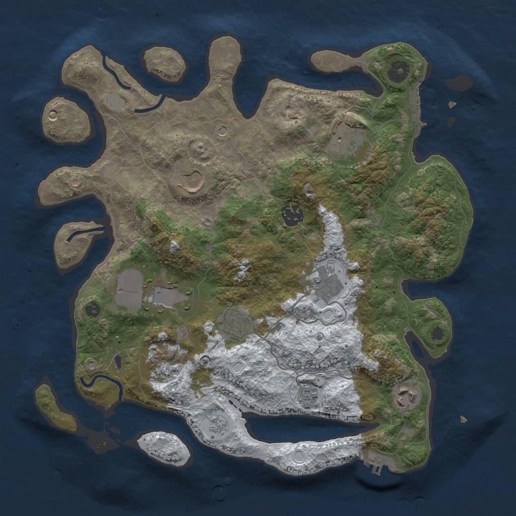 Rust Map: Procedural Map, Size: 3500, Seed: 248352, 18 Monuments