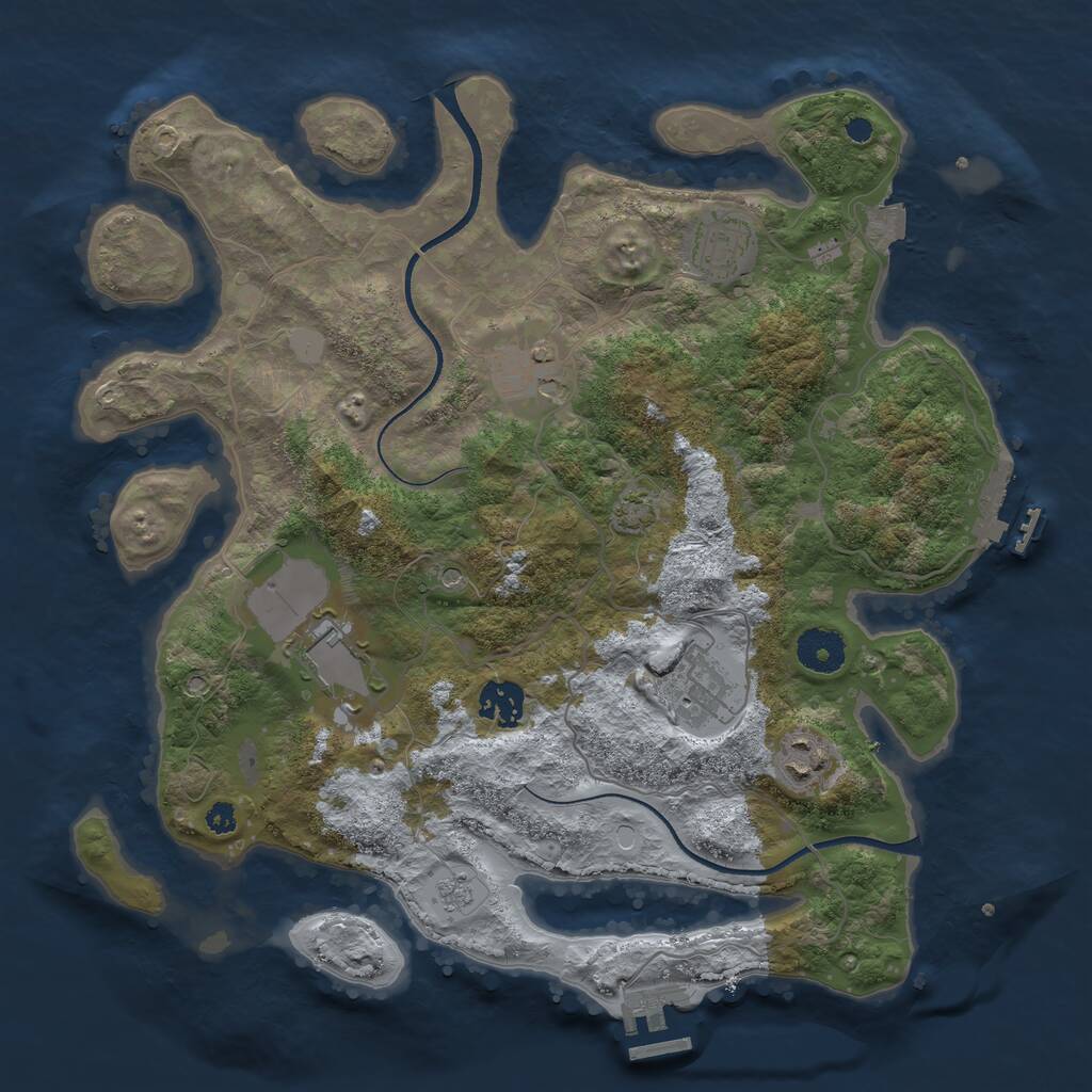 Rust Map: Procedural Map, Size: 3500, Seed: 248352, 12 Monuments